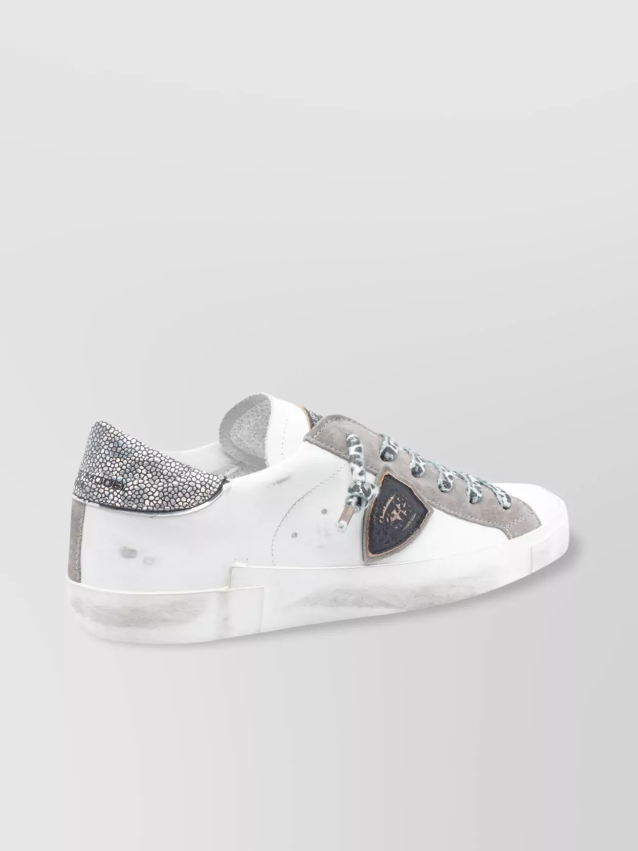 Philippe Model Low Top Leather Sneakers With Glitter Detail