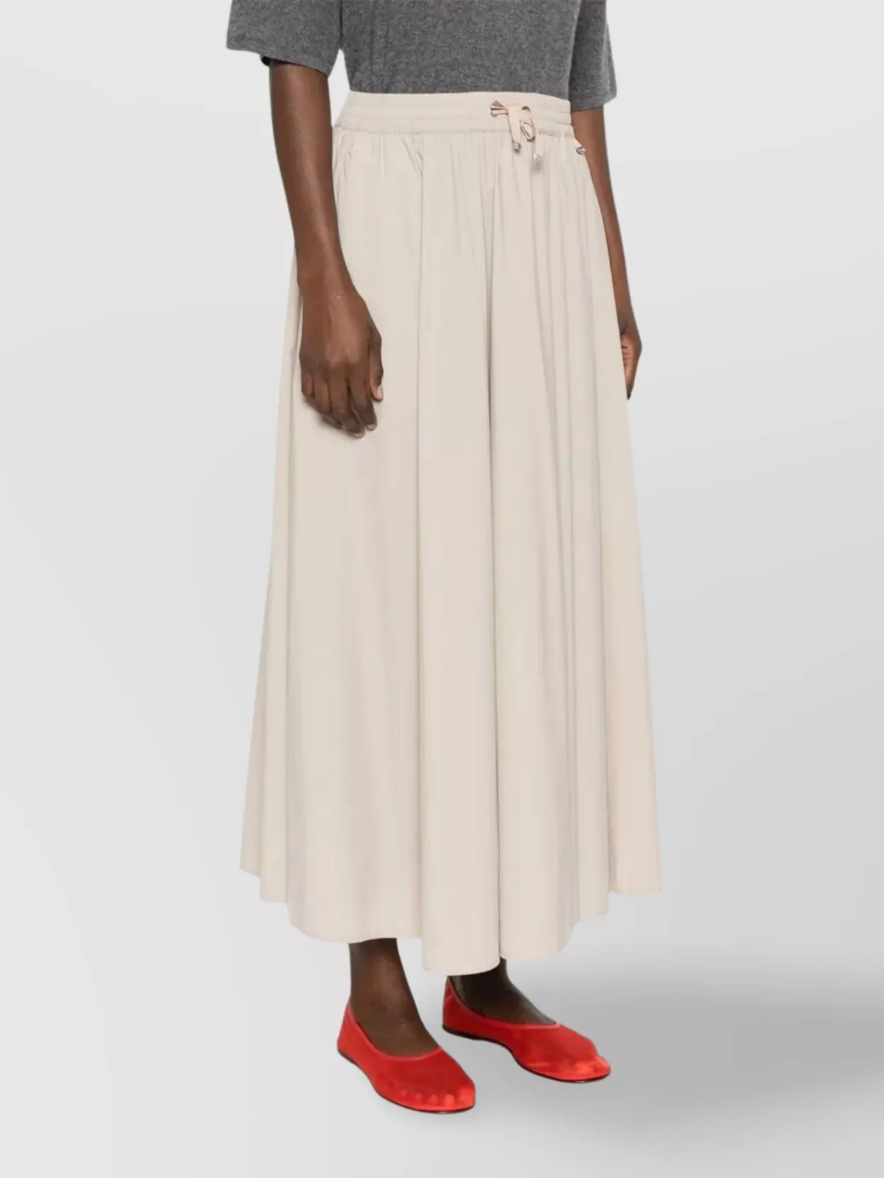 Herno Pleated Stretch Nylon Midi Skirt
