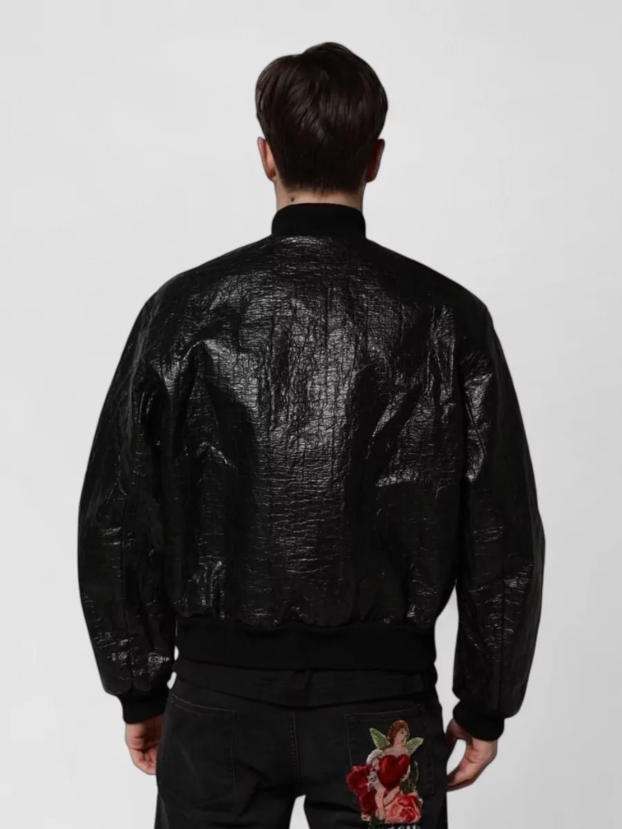 Dolce&Gabbana Leather Zip-Up Bomber Jacket