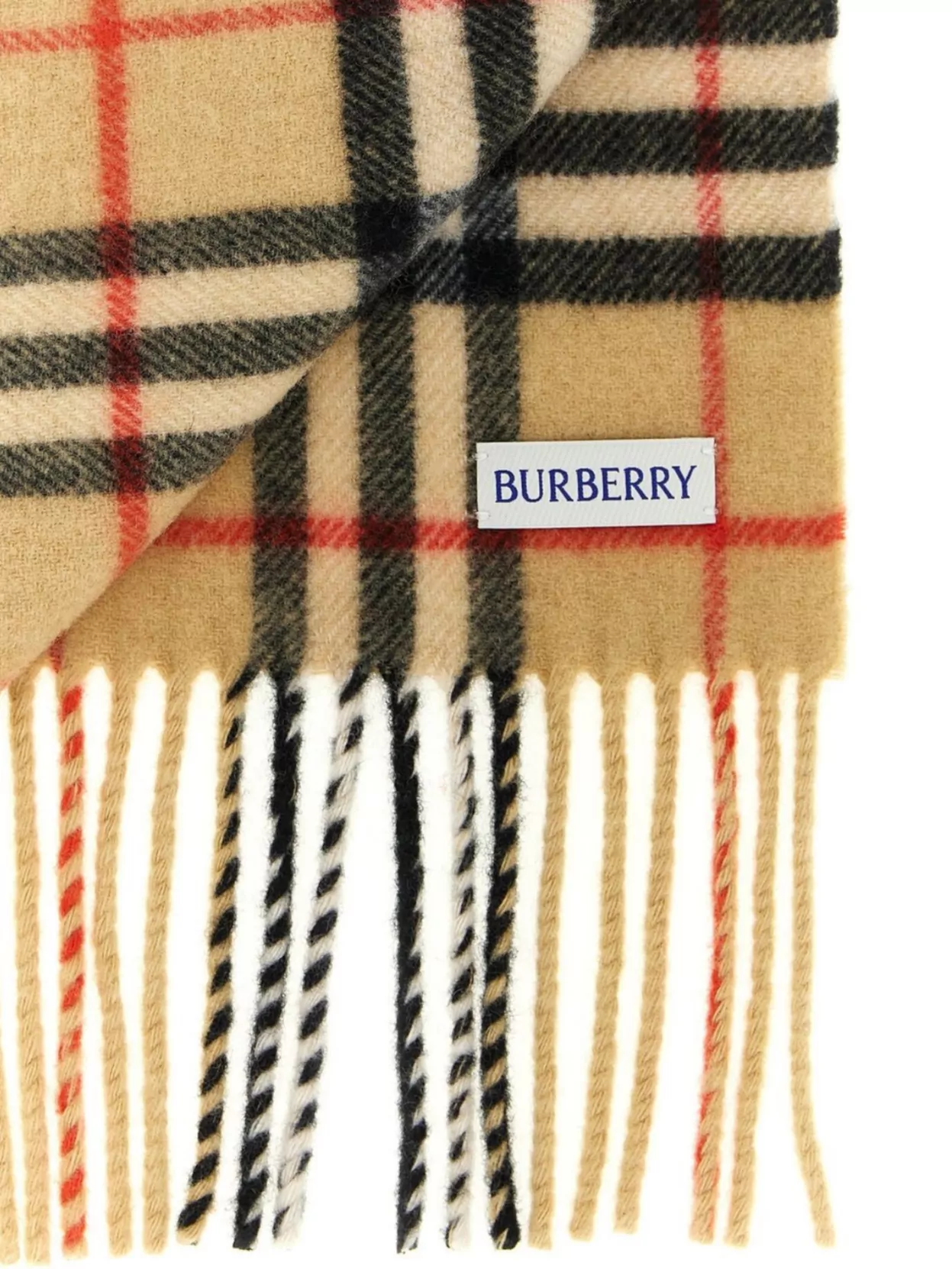 Burberry Cashmere Scarf With Check Pattern And Fringe