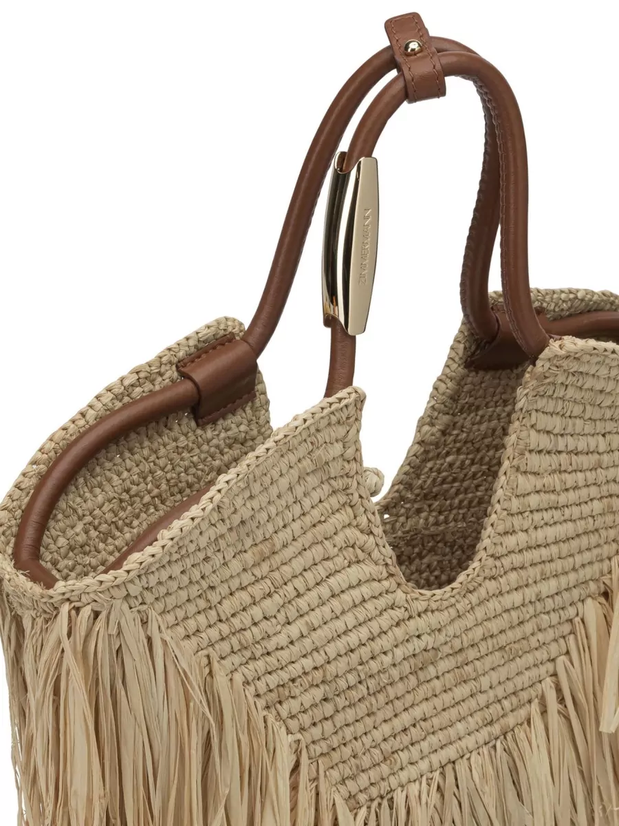 Zimmermann Raffia Fringe Beach Bag
