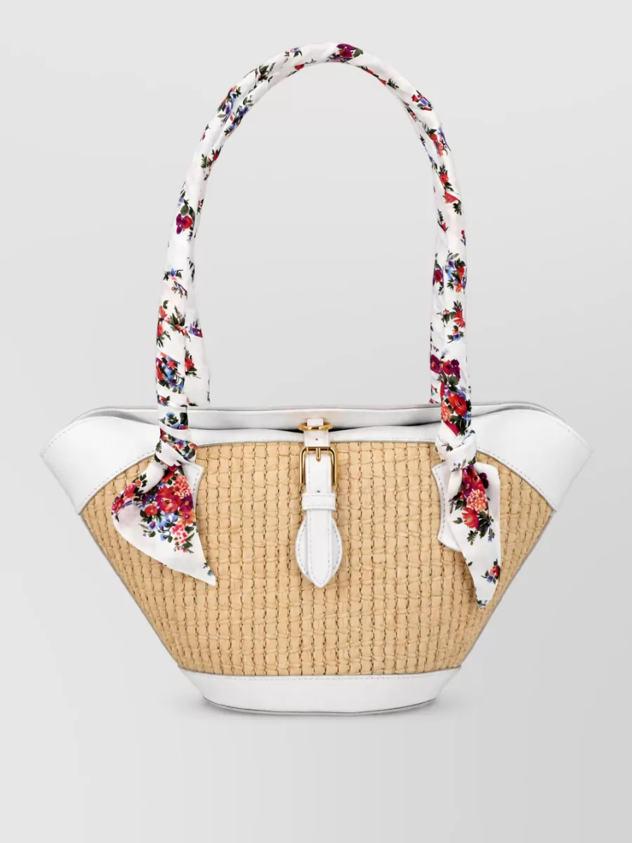 Dolce&Gabbana Capri Beach Bag Floral Scarf Straps