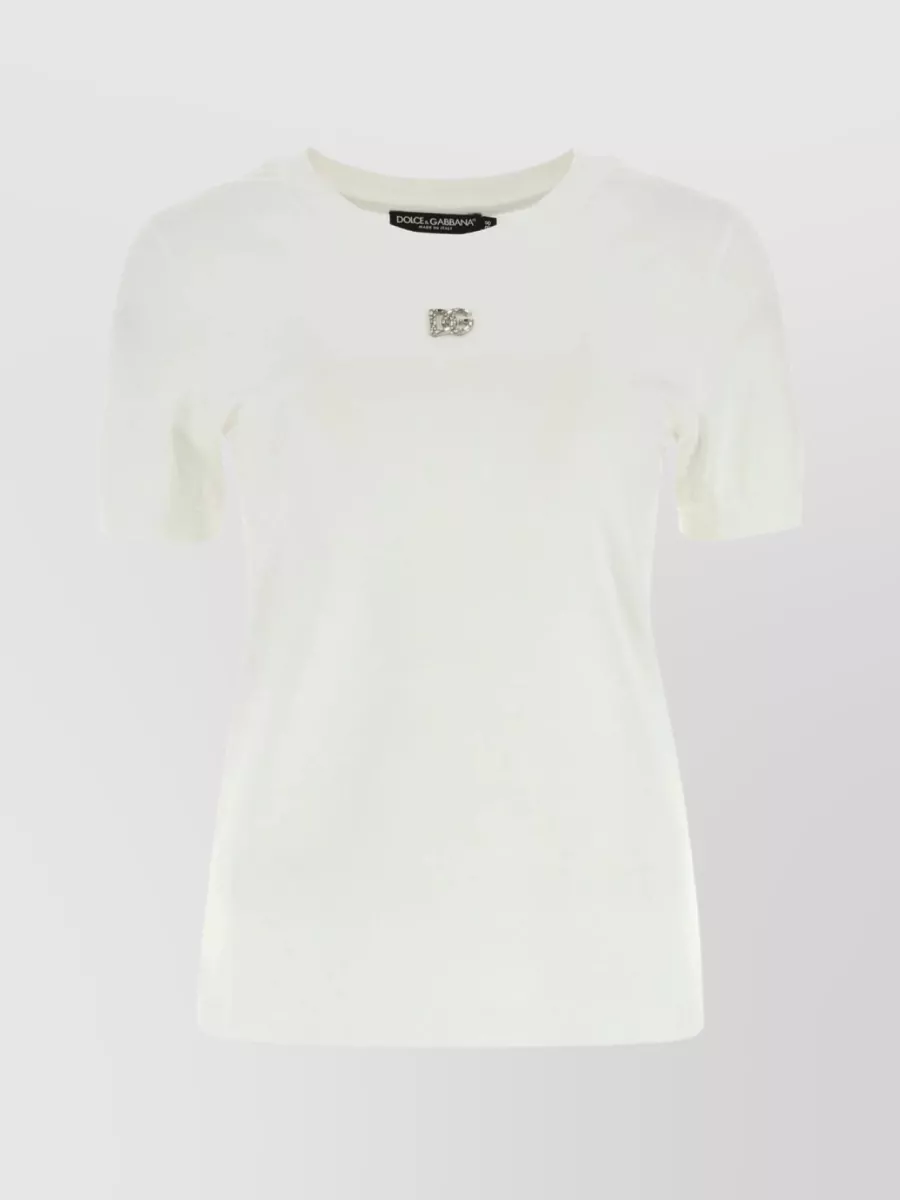 Shop Dolce & Gabbana Cotton T-shirt With Short Sleeves And Fitted Silhouette In White