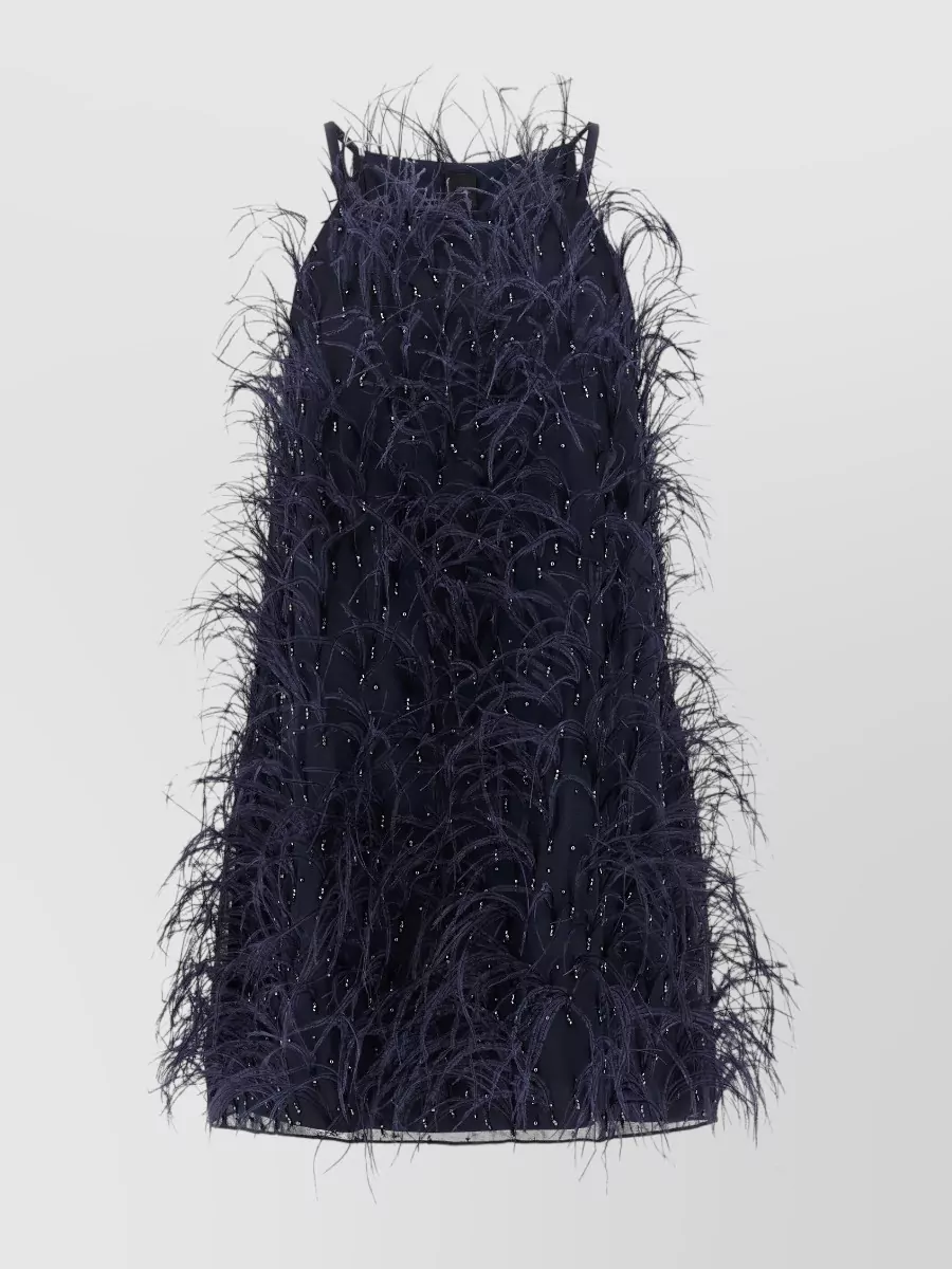 Pinko feather-embellished sleeveless mini dress