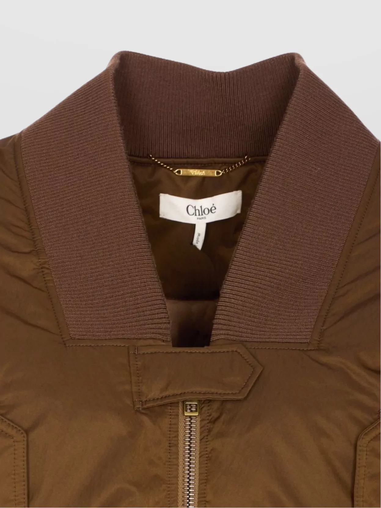 Chloé Short Ribbed Collar Snap Button Jacket