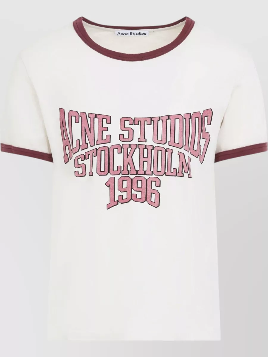 Acne Studios Ribbed Trim Printed Cotton T-Shirt