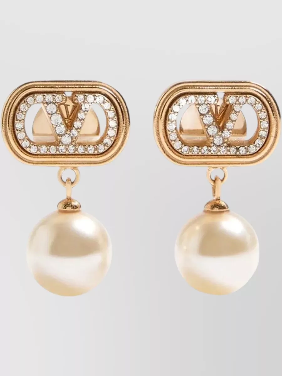 Valentino Garavani Metal Pearl Earrings