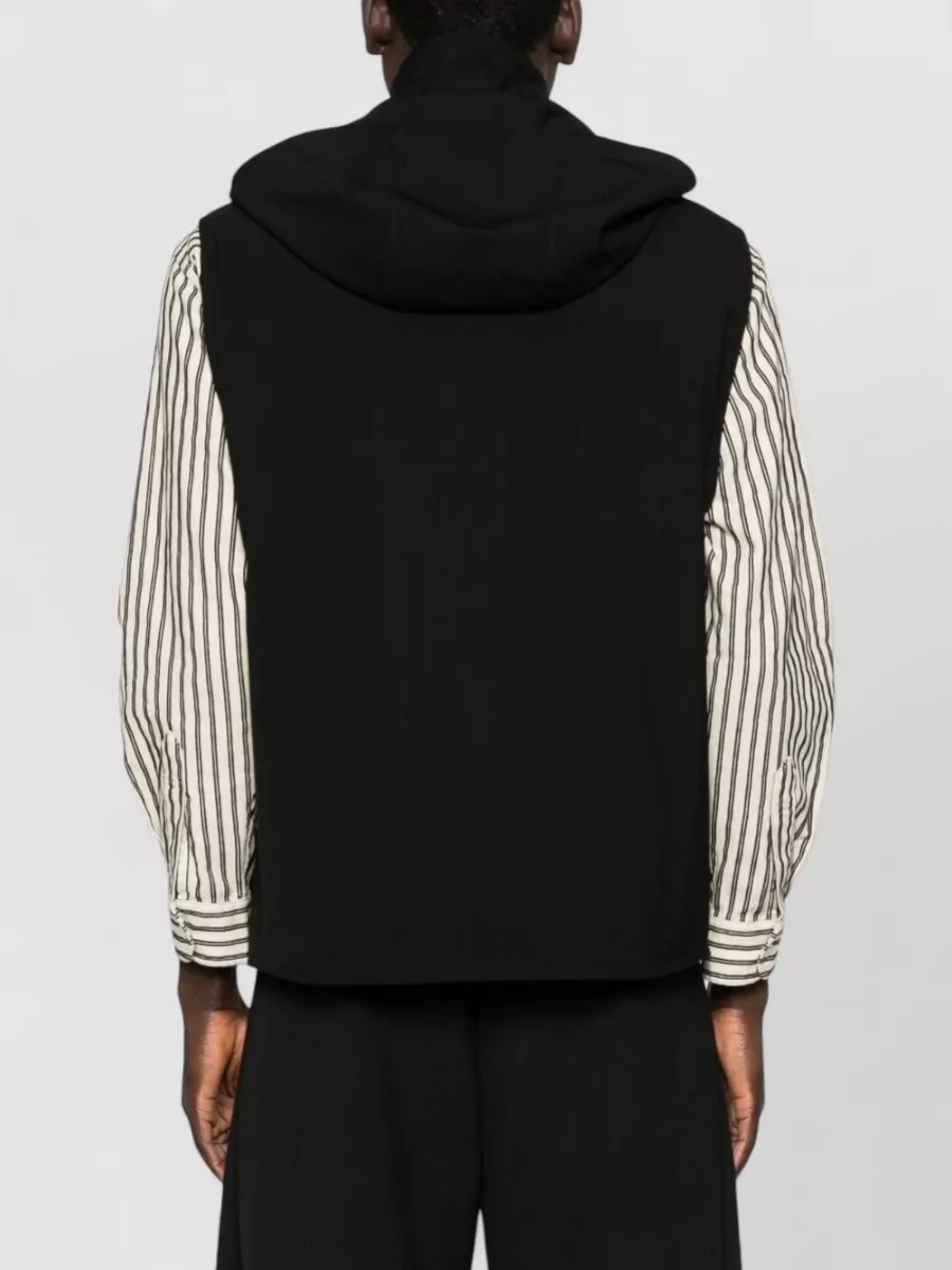 Emporio Armani Wool Hooded Vest Sleeveless Front Pockets