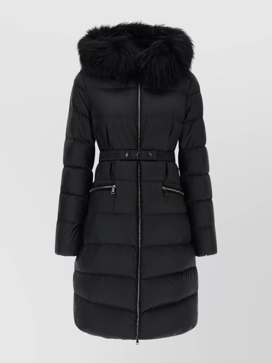 Moncler Down quilted belted long puffer coat