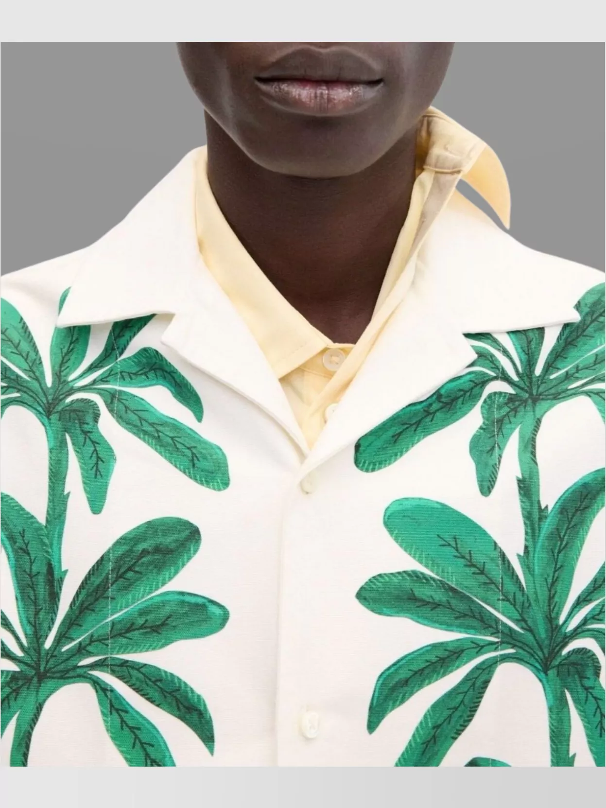 Jacquemus Casual Palm Tree Print Camp Collar Shirt