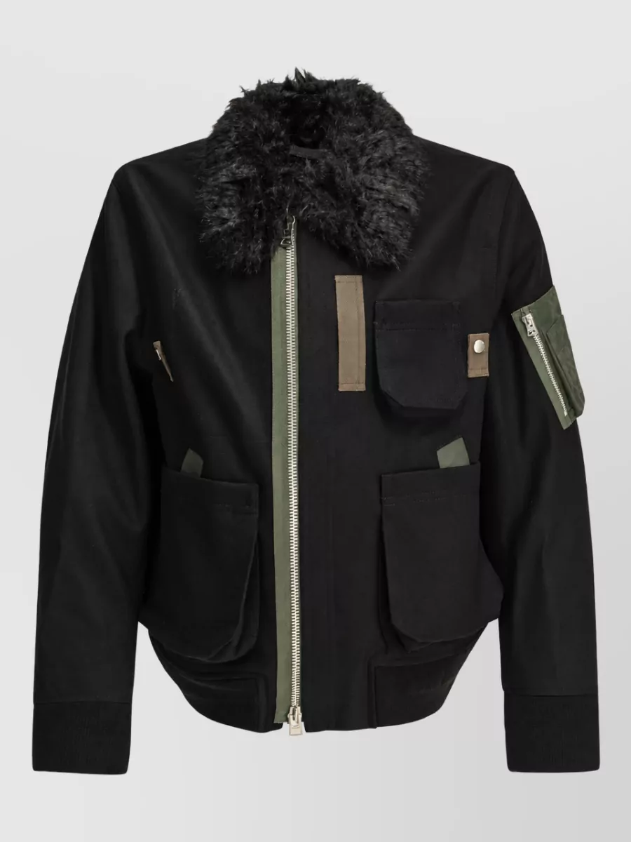 Sacai Wool padded bomber jacket