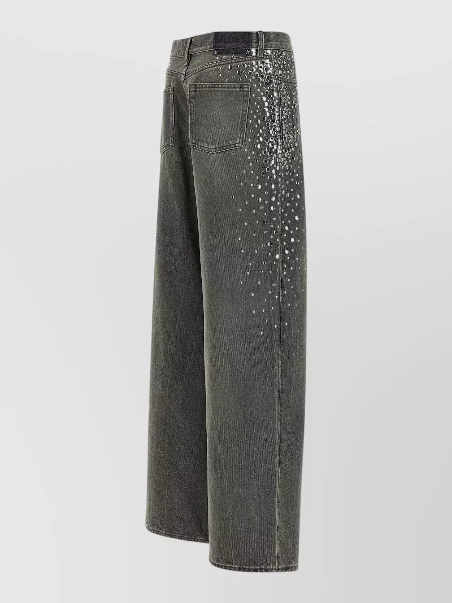 Golden Goose Cotton Studded Mid-Rise Wide-Leg Jeans