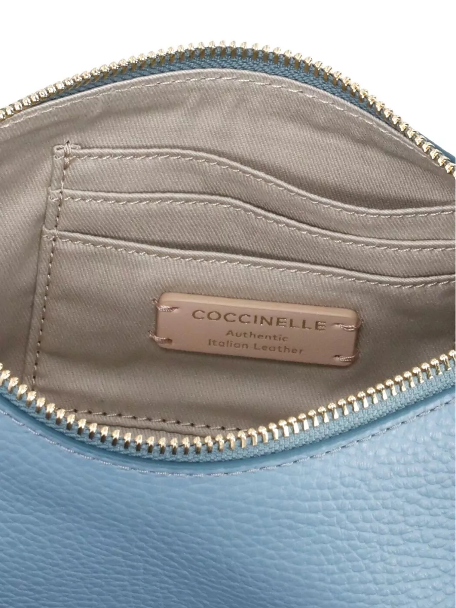 Coccinelle Shoulder Bag Pebbled Leather Adjustable Chain Strap