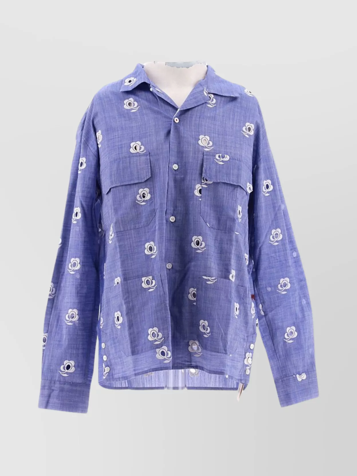 Baziszt Shirt Chest Pockets Cuffed Sleeves Floral Pattern In Purple