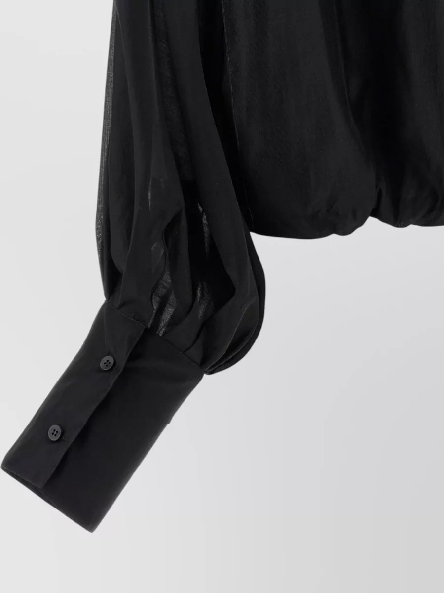 Thelatest Paneled Long-Sleeve Blouse