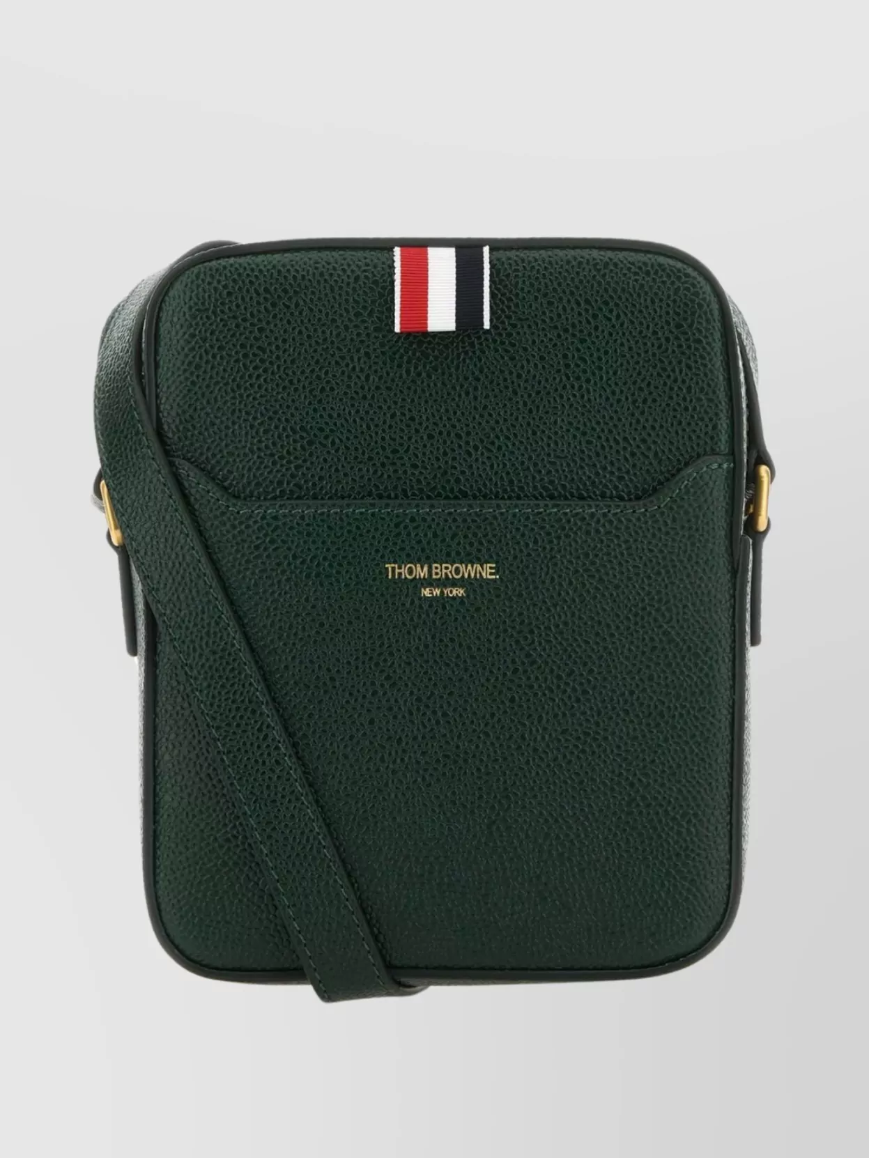 Shop Thom Browne Leather Crossbody Bag With Adjustable Strap