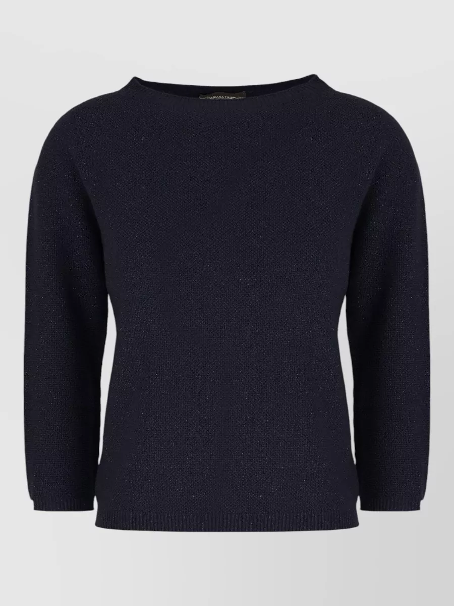 Fabiana Filippi Wool blend textured knit boat neck long sleeve sweater