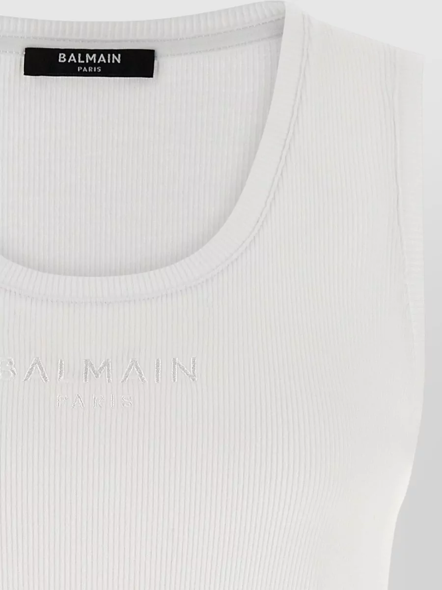 Balmain Ribbed Cotton Tank Top
