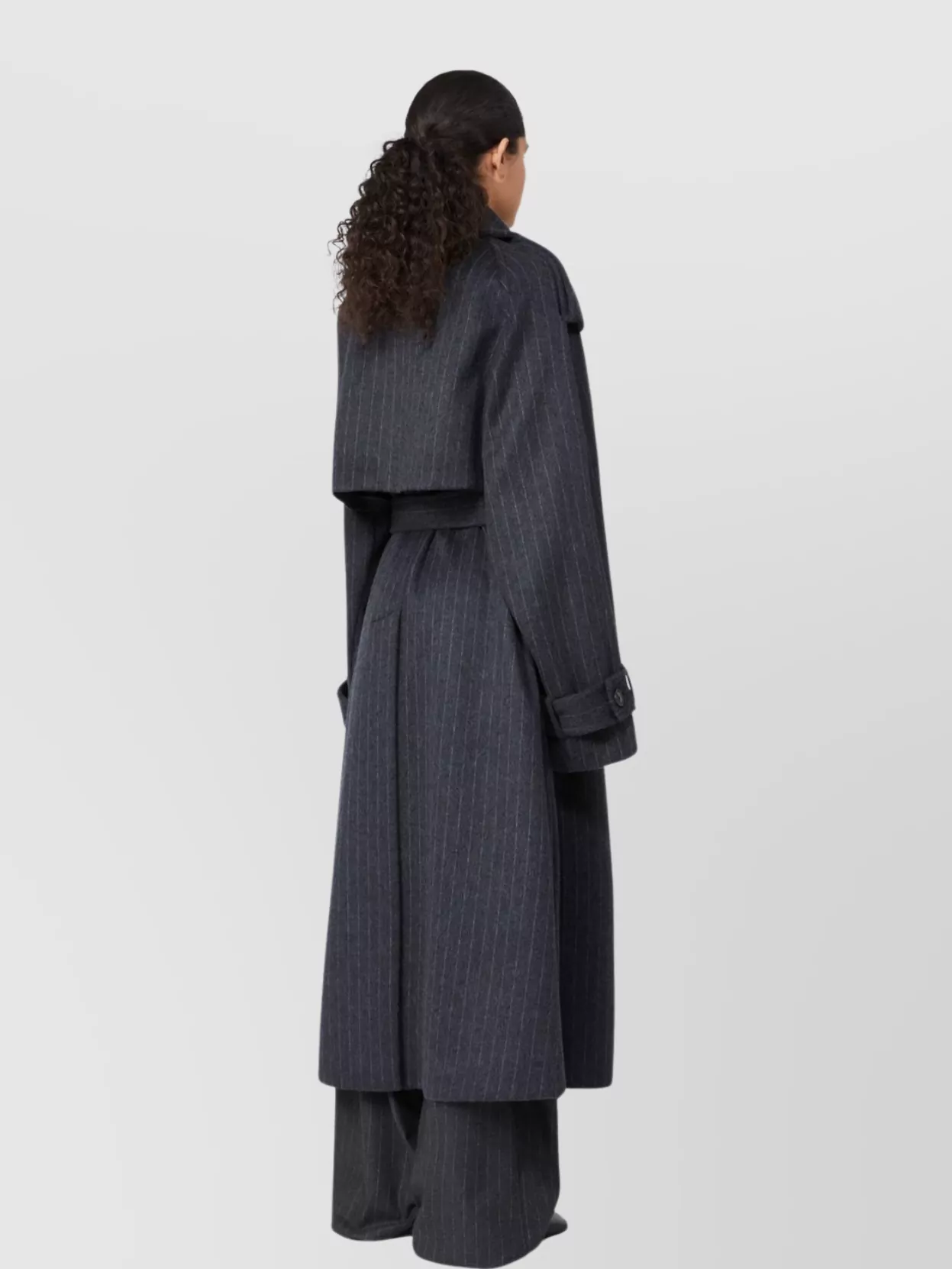 Sportmax Wool Trench Coat Pinstriped