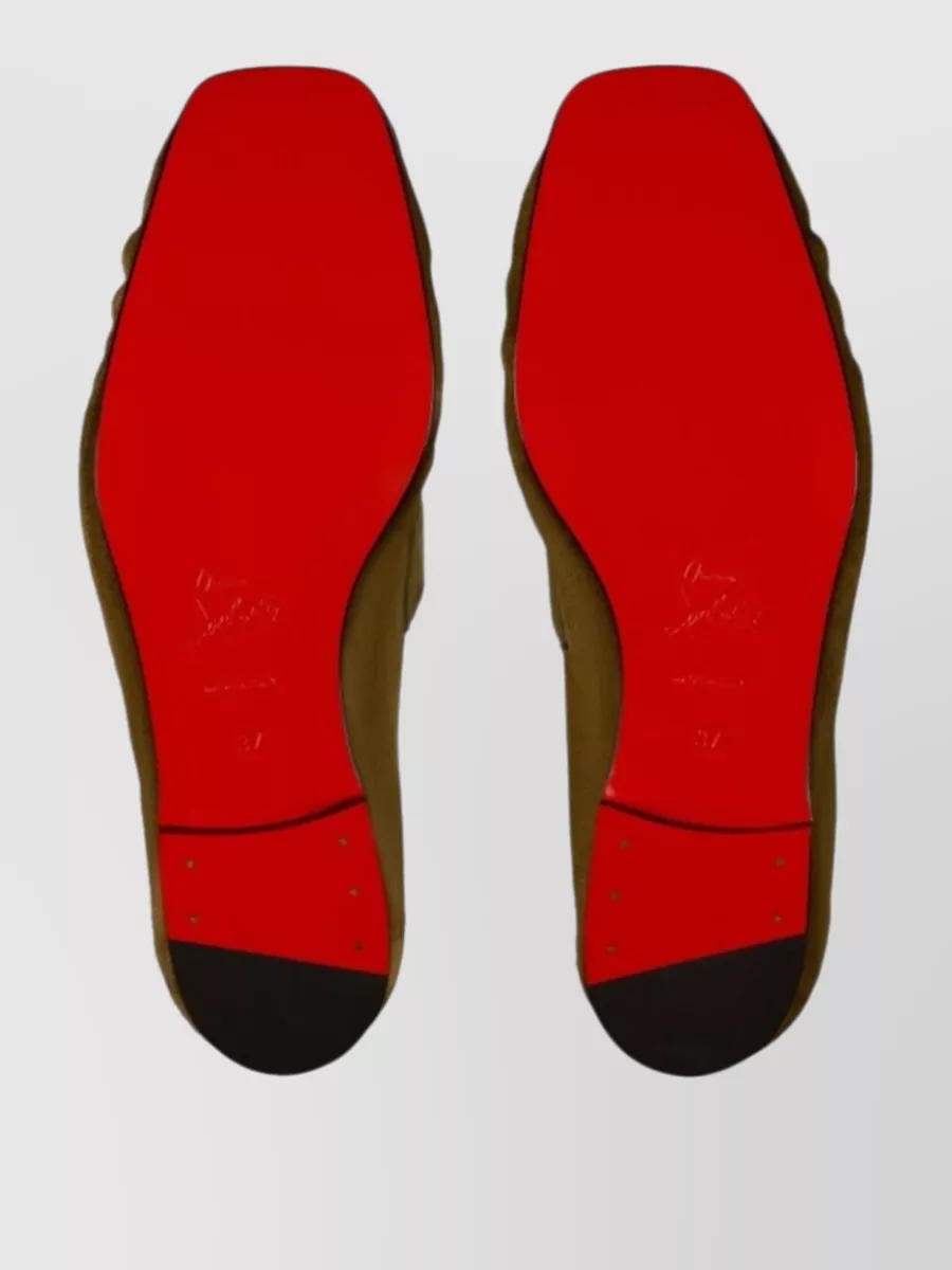 Christian Louboutin Leather Loafers Moccasin Toe Metallic Buckle