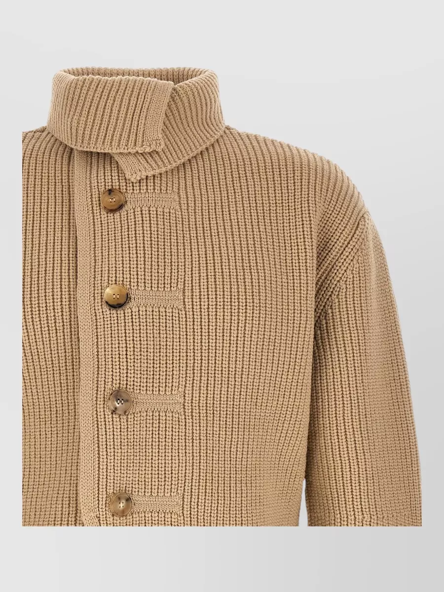 Dries Van Noten Ribbed Asymmetric Funnel-Neck Cardigan