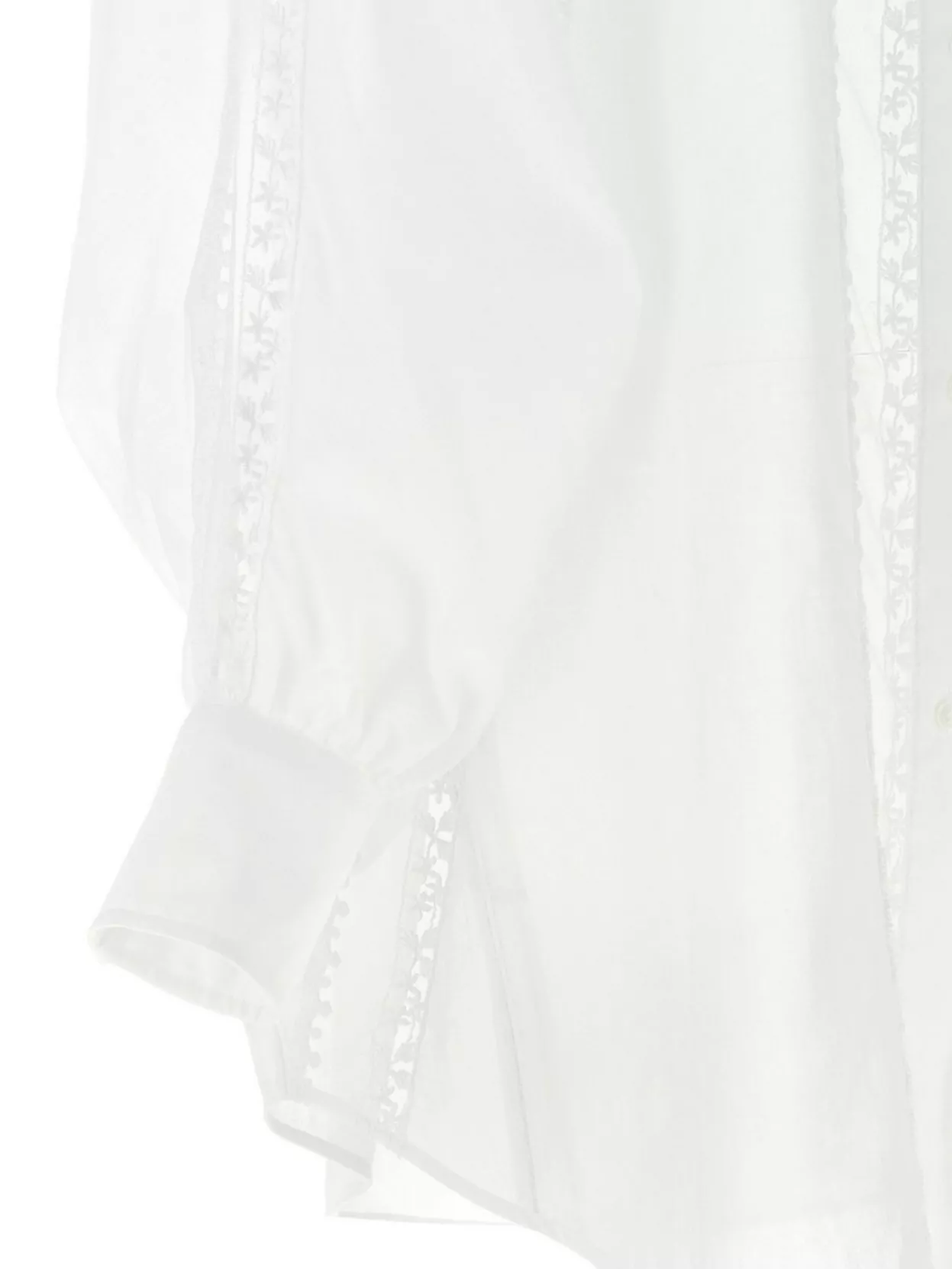 Shop Ermanno Scervino Collared Embroidered Longline Sheer Shirt In White
