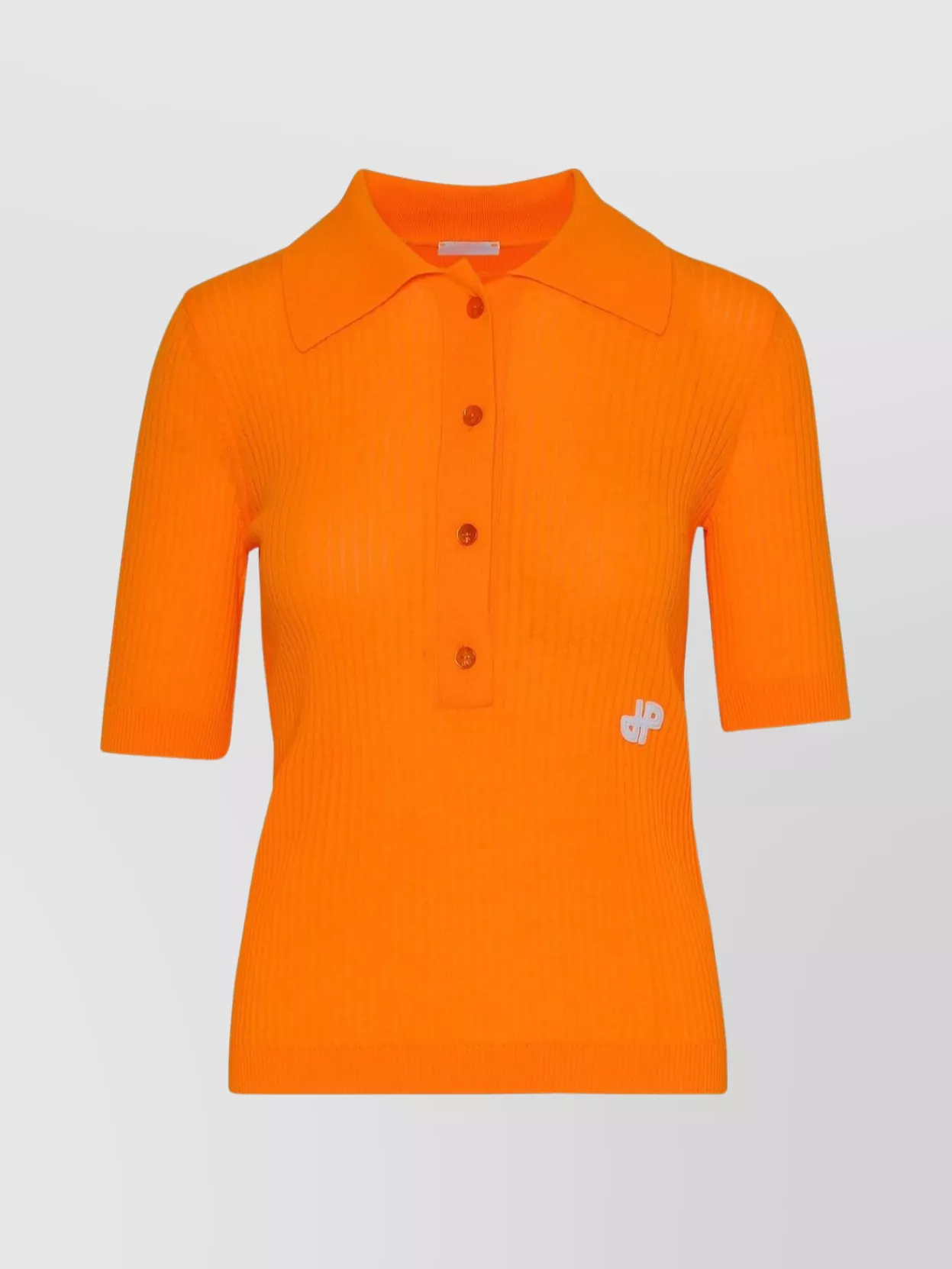 Shop Patou Ribbed Texture Short Sleeves Polo Shirt