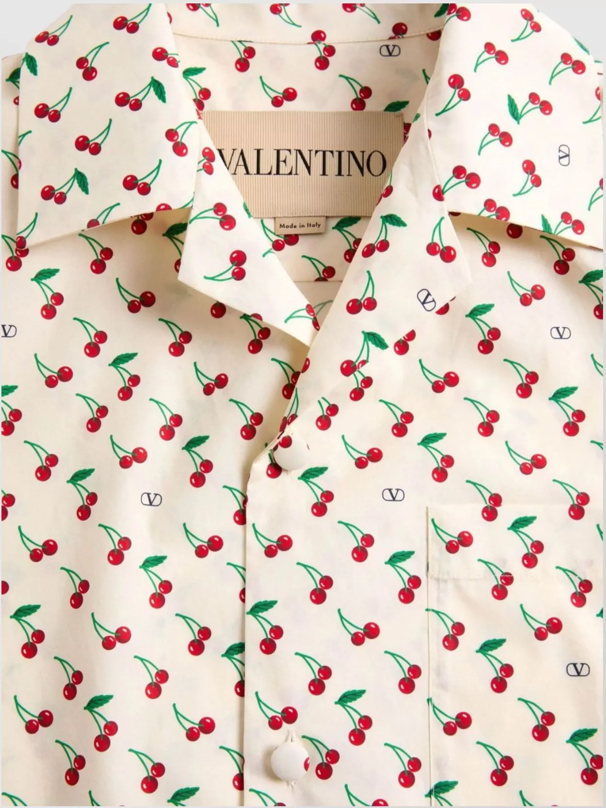 Valentino Cotton Poplin Bowling Shirt With Cherryfic Print