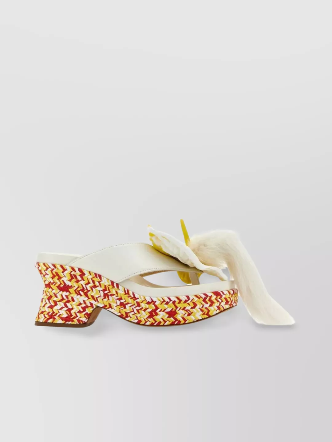 Shop Loewe Leather Woven Thong Sandals In Cream
