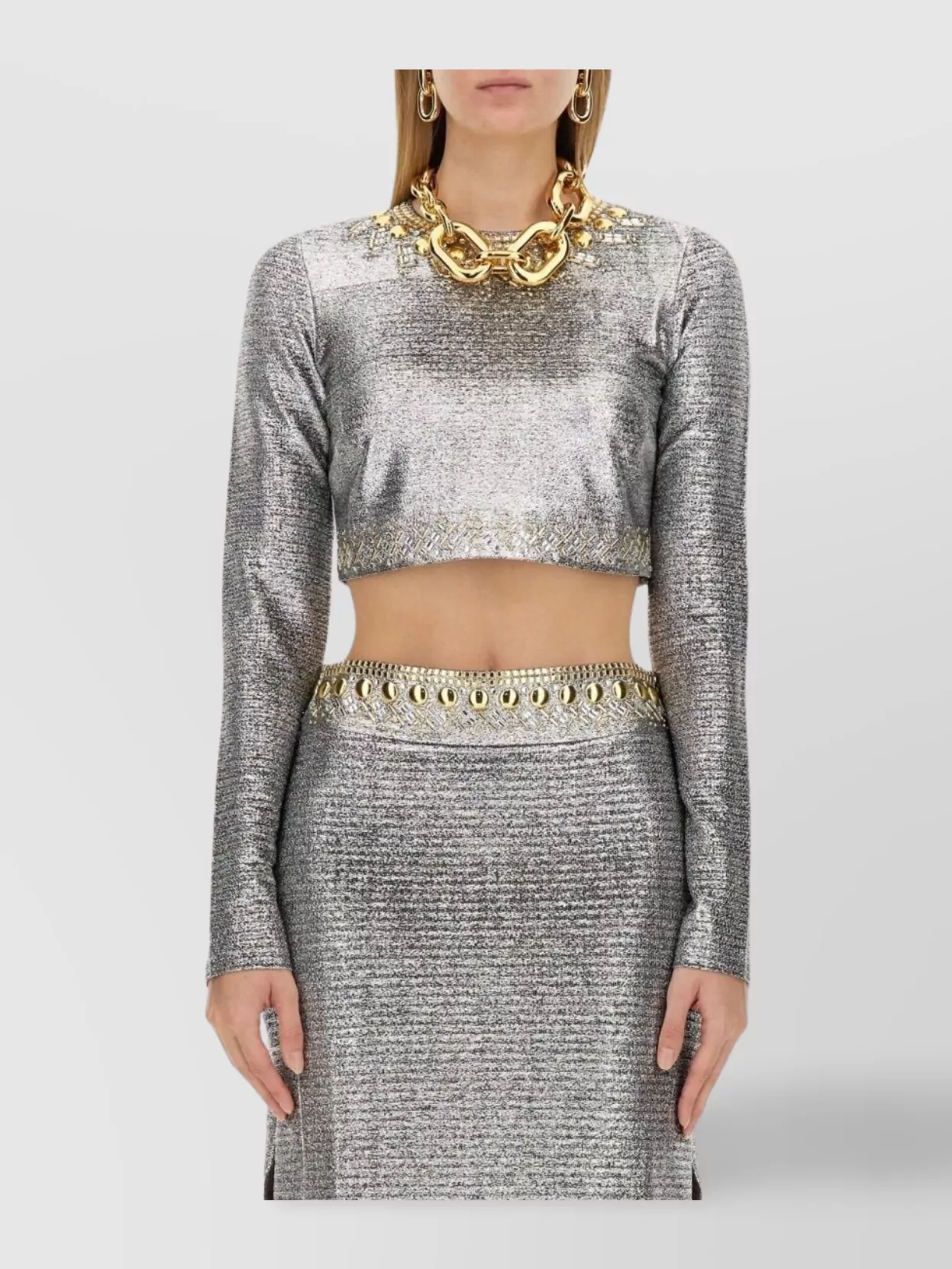 Paco Rabanne Cropped Chain Embellished Top