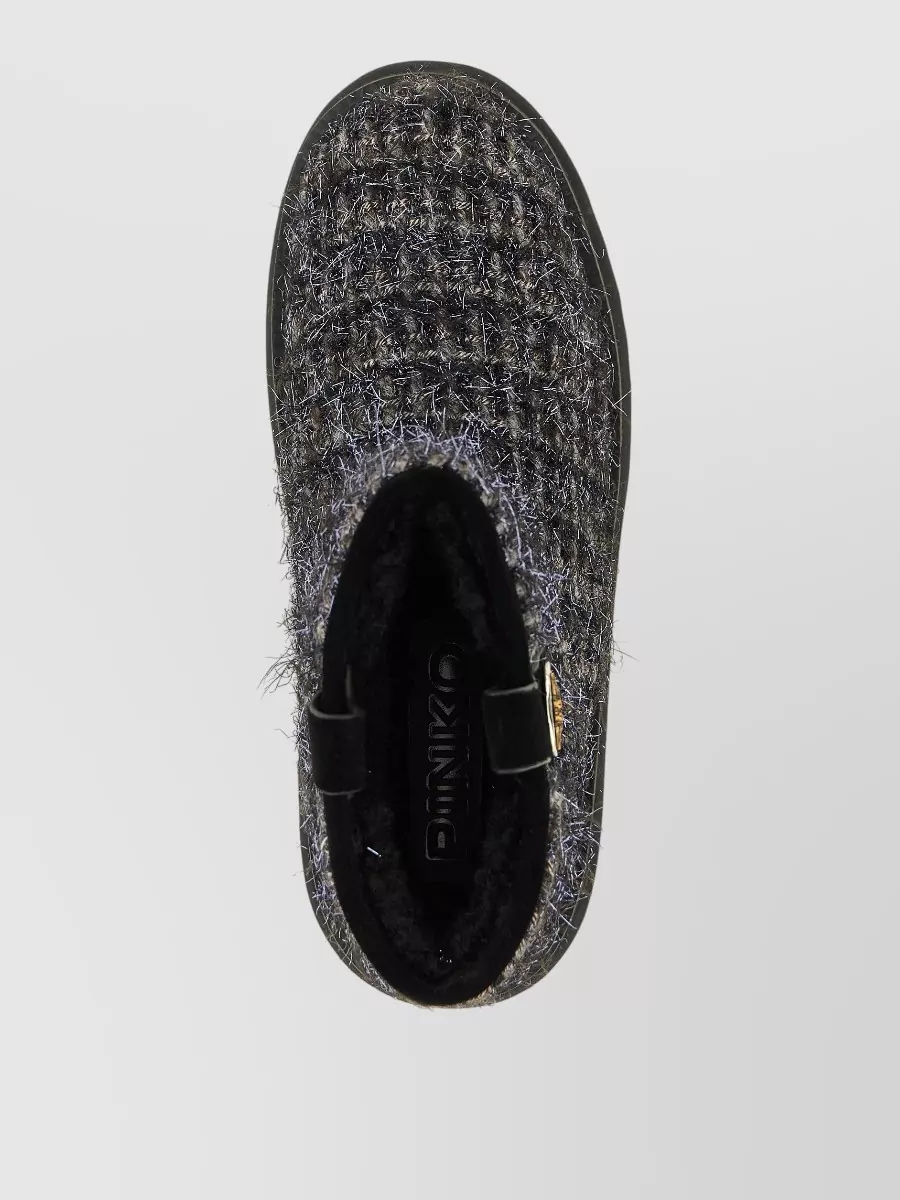Pinko Leather Tweed Ankle Boots