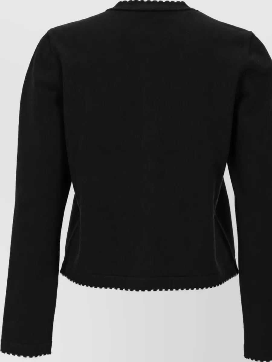 Tory Burch Wool Scallop Trim Cardigan