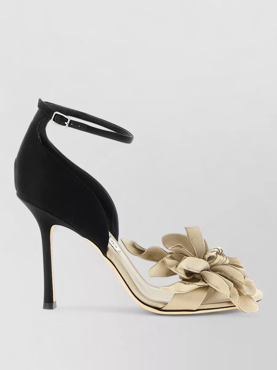 Jimmy Choo Silk Floral-Appliqué Sandals