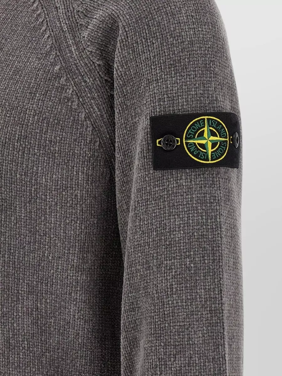 Stone Island Ribbed Crew Neck Cotton Jumper