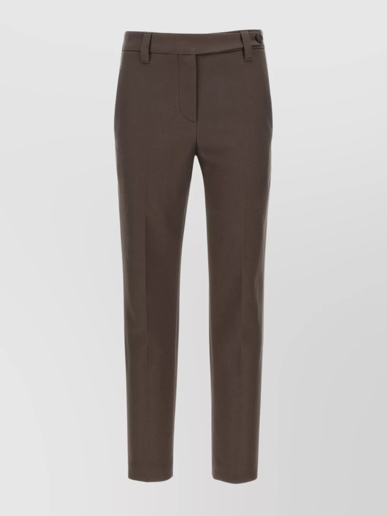 Brunello Cucinelli Cotton Pants With Button And Pockets In Brown
