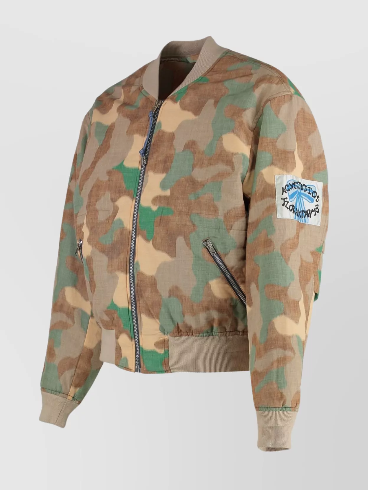 Shop Acne Studios Camouflage Print Bomber Jacket With Ribbed Finish