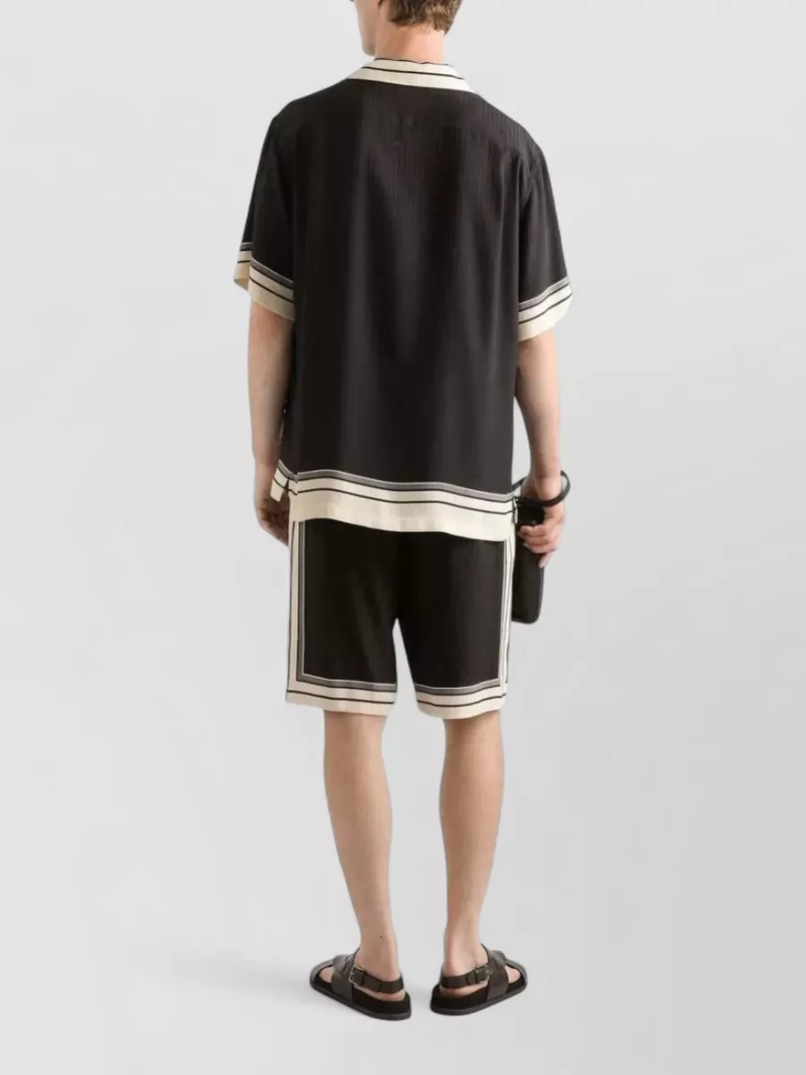 Dolce&Gabbana Silk Shorts Drawstring Striped Trim Pockets
