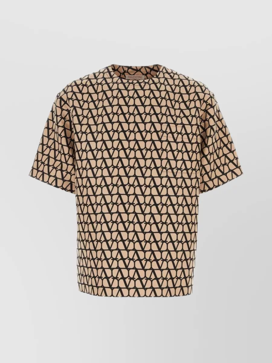 Shop Valentino Oversized Geometric Print T-shirt In Cream