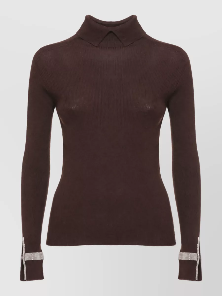 D.exterior ribbed wool high neck sweatshirt