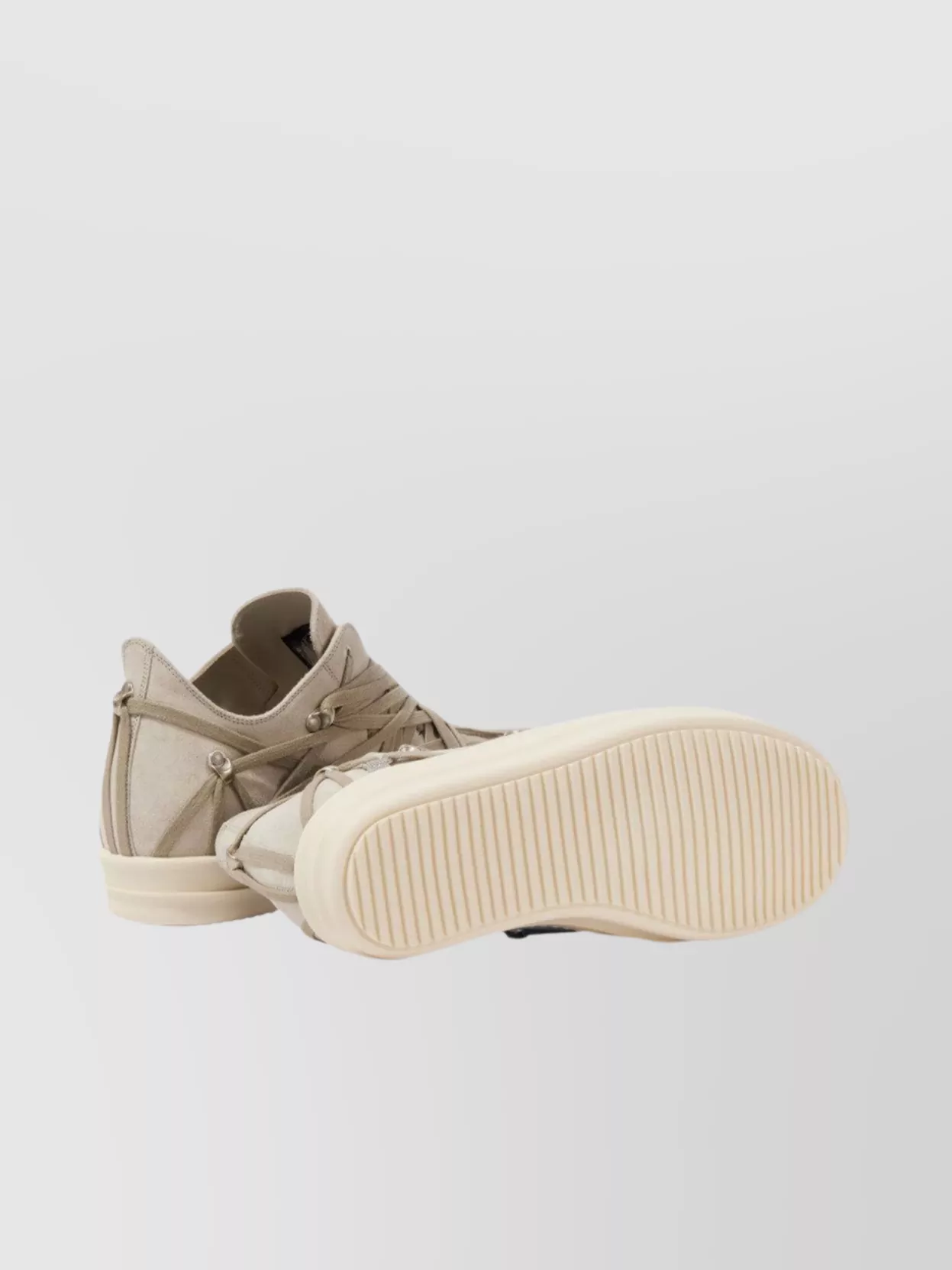Rick Owens Leather High-top Sneakers Criss-cross Laces In Neutrals
