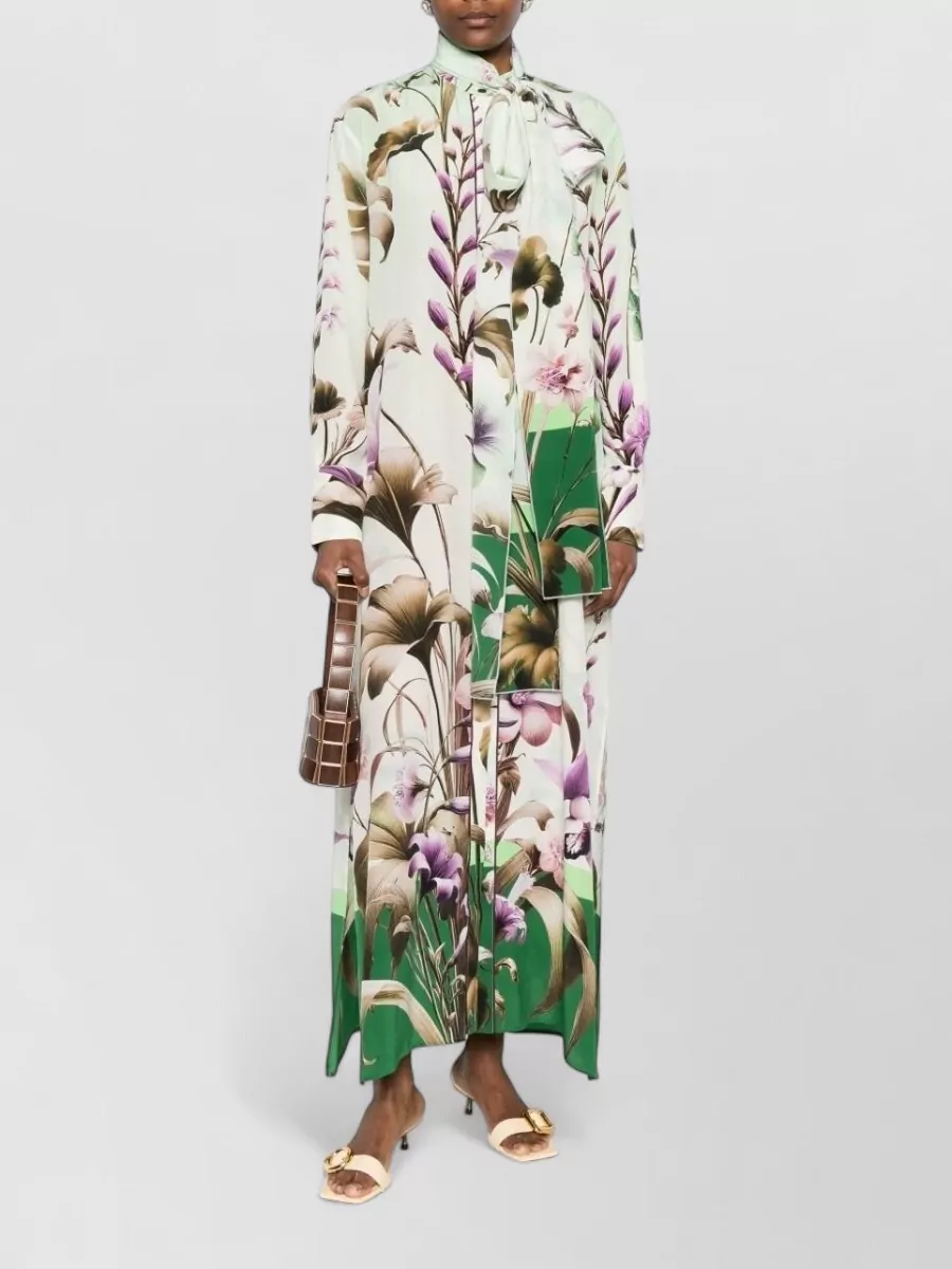 F.r.s For Restless Sleepers Silk Floral-Print Long-Sleeve Maxi Dress