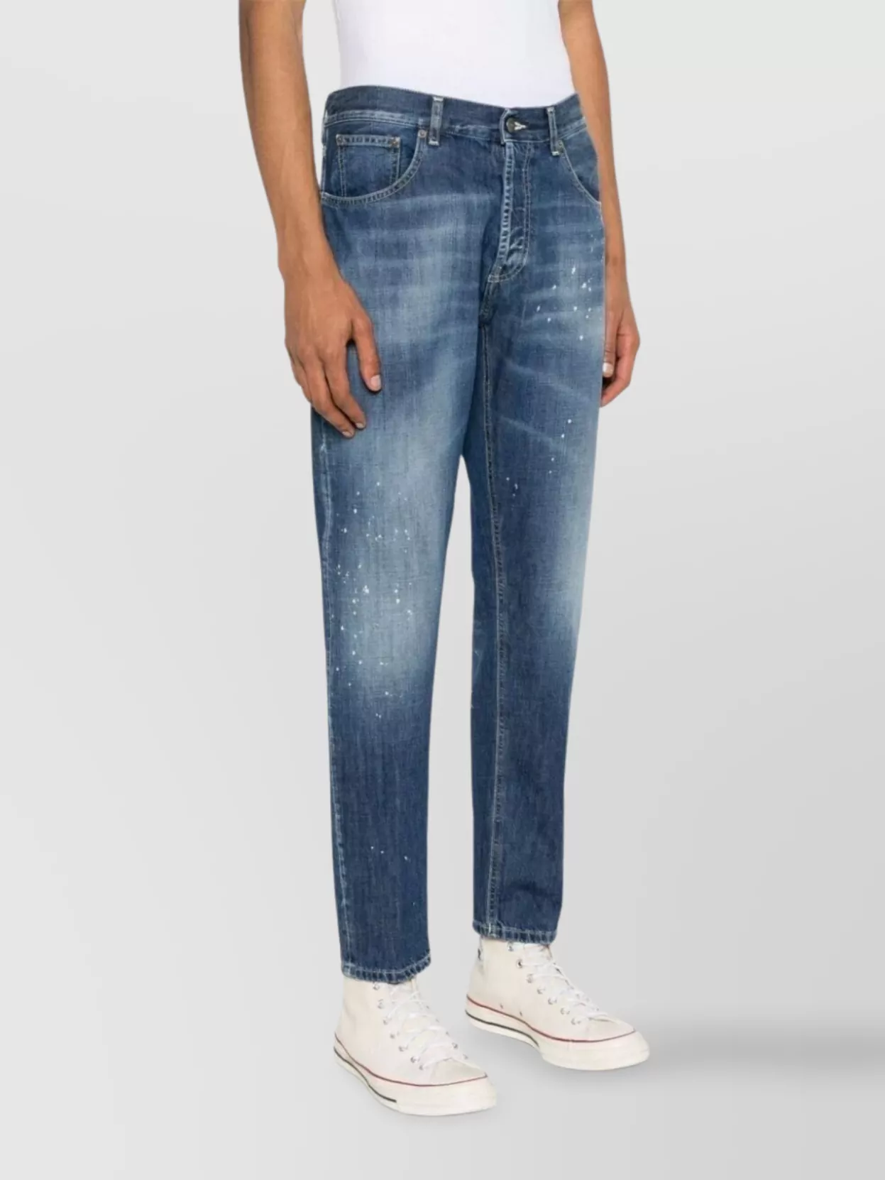 Dondup Distressed Five-pocket Jeans Belt Loops In Blue