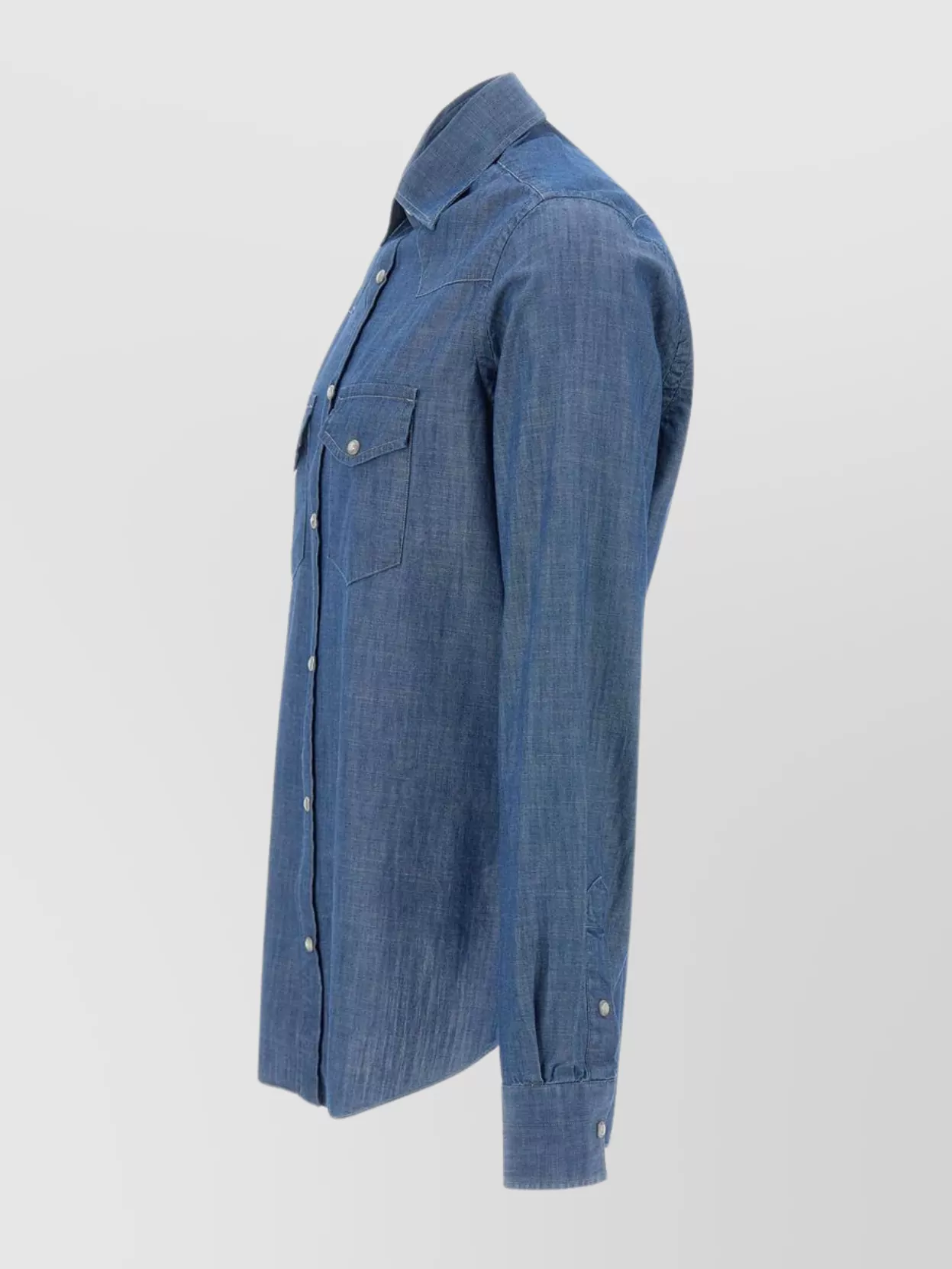 Eleventy Slim Fit Denim Wash Shirt With Western Yoke