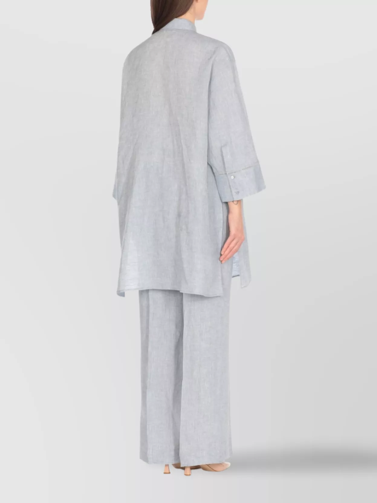 Peserico Linen Chemisier Dress Bright Cuffs