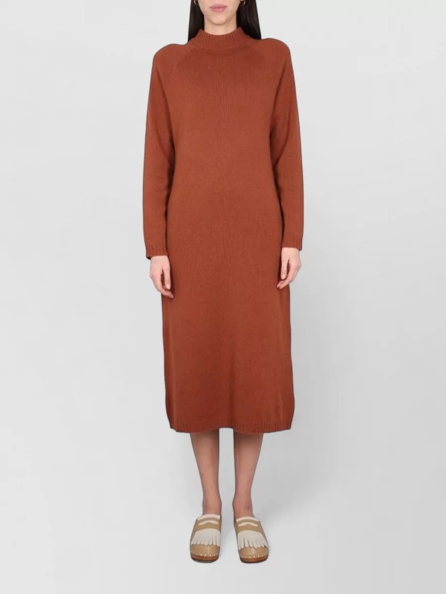 Alysi wool high-neck raglan-sleeve midi dress