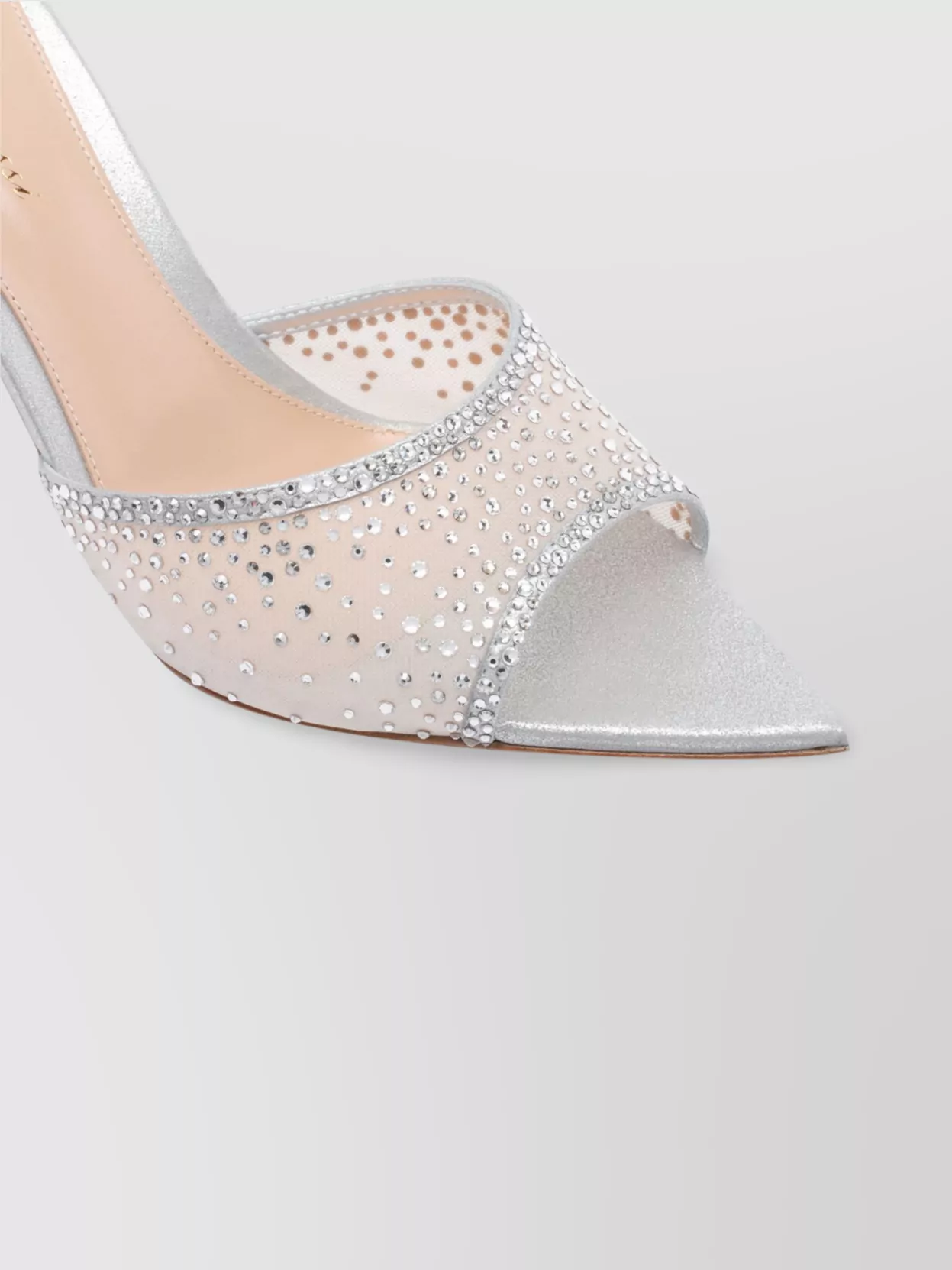 Gianvito Rossi Mesh Open Toe Pumps With Rhinestone Embellishments