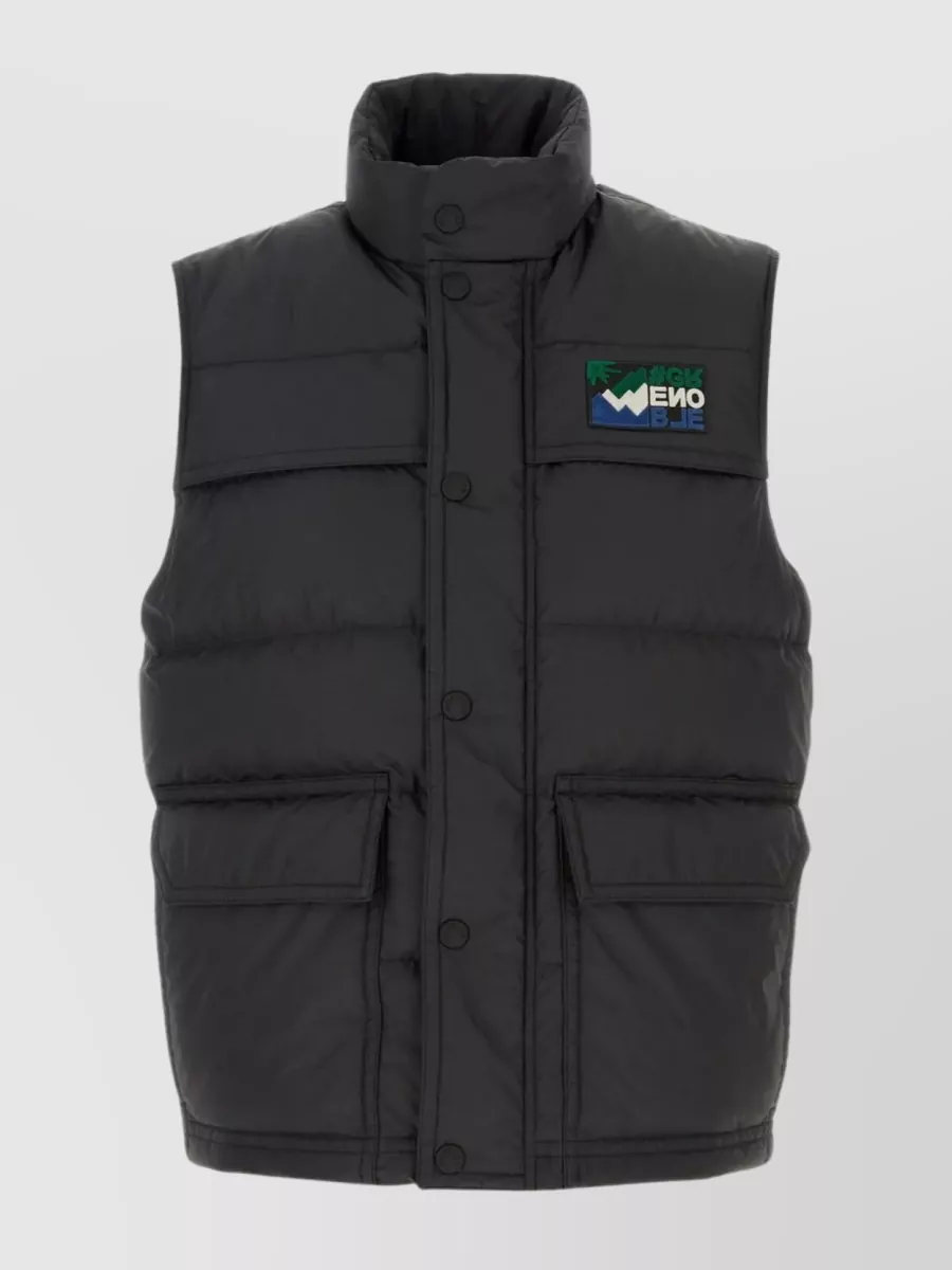 Shop Moncler Sleeveless Quilted Down Jacket With High Neck And Front Pockets In Black