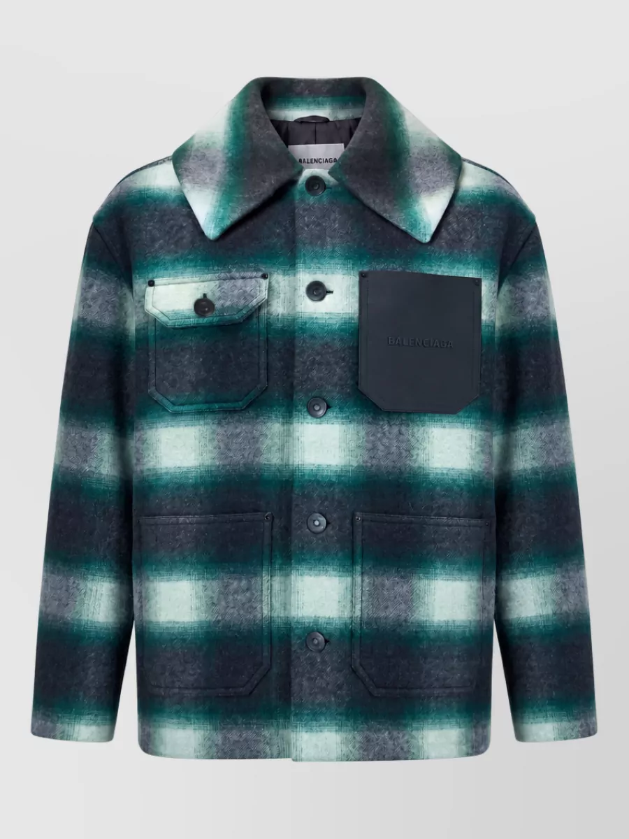 Balenciaga checked wool shirt jacket