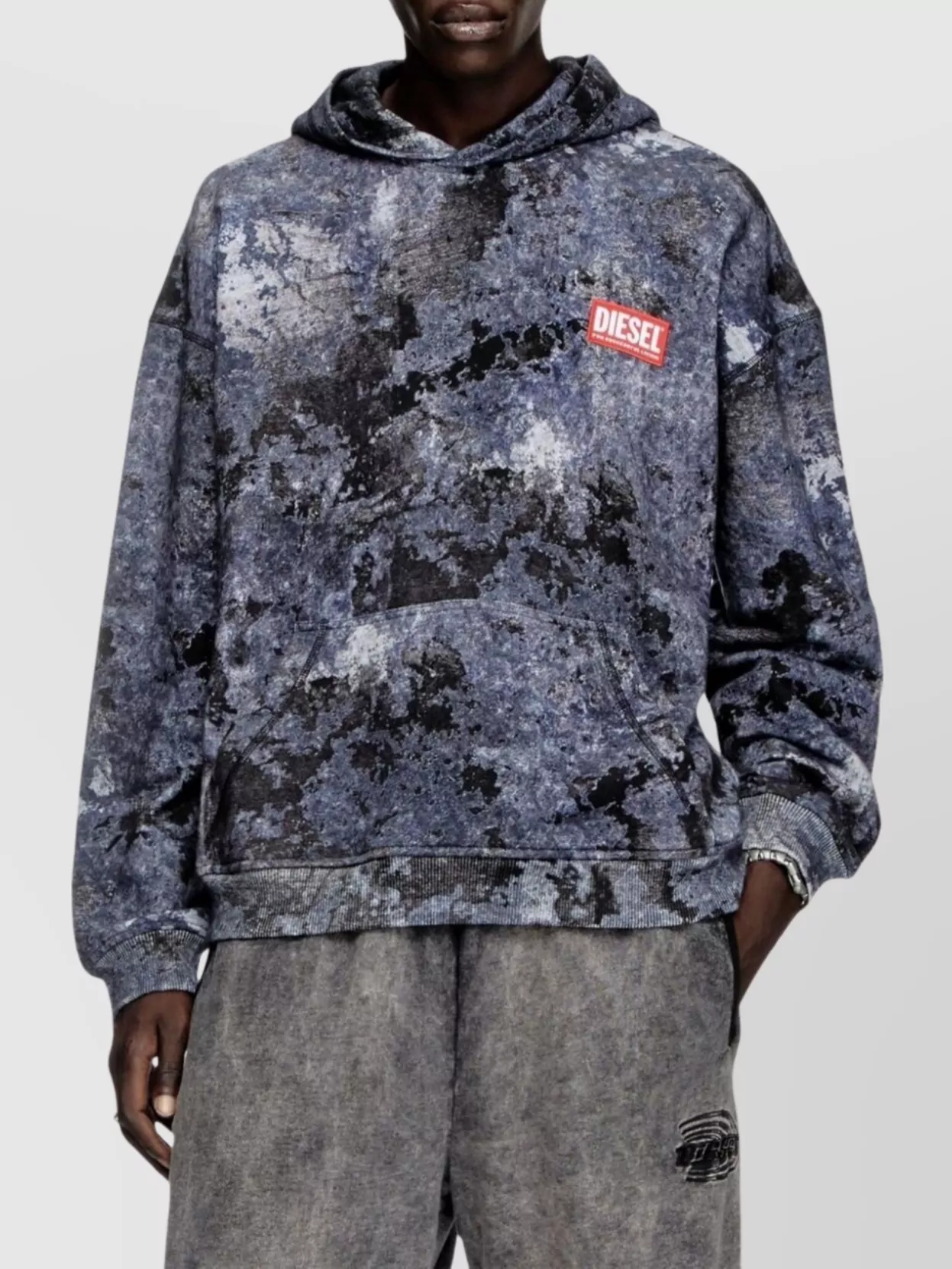 Diesel Crewneck Sweater With Hood And Abstract Print