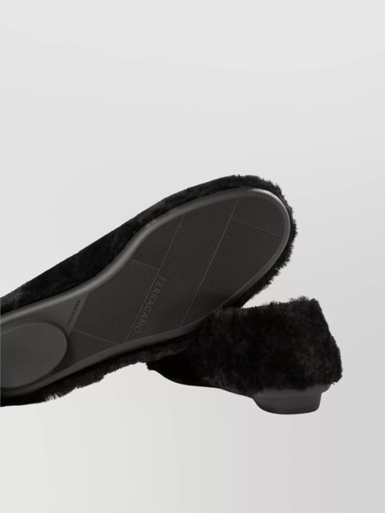 Ferragamo Shearling Ballet Flats Buckle Detail